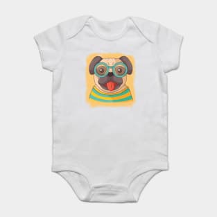 Cute dog wearing glasses Baby Bodysuit